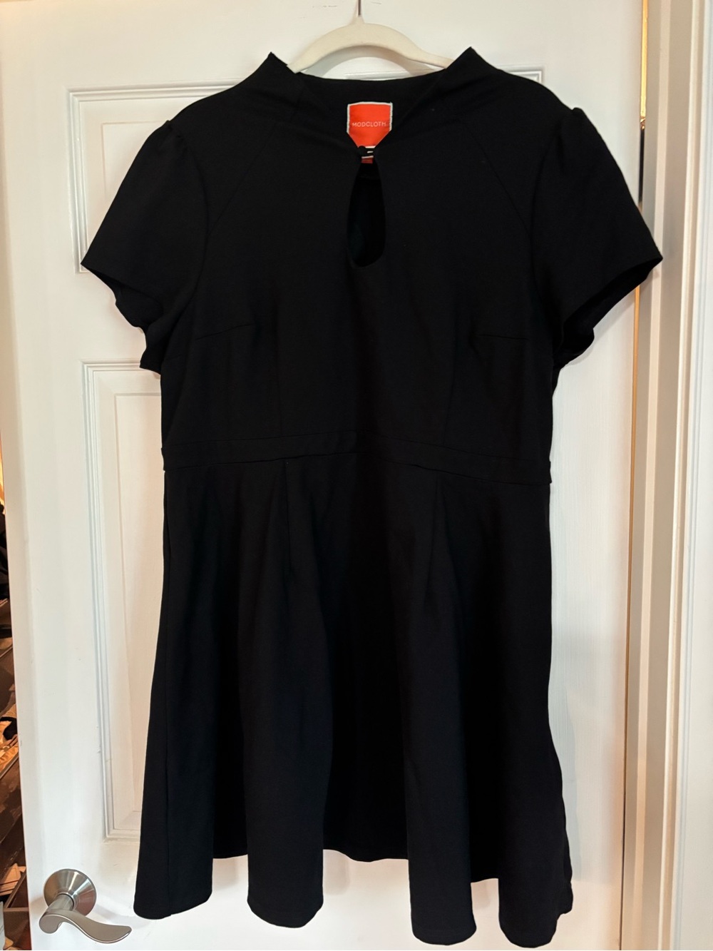 ModCloth Black Short-Sleeve Fit-and-Flare Dress